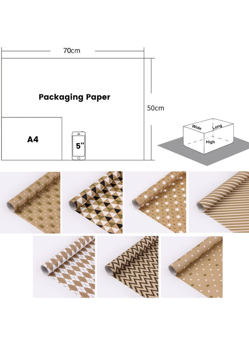 NIIMBOT 7 Sheets Gift Wrapping Paper with Ribbon Sticker Tape Set, Durable Gift Wrap Set for Birthday Party, Valentines Day, Wedding, Baby Shower, Bridal Shower,  Graduation 50 cm X 70 cm - Image 2